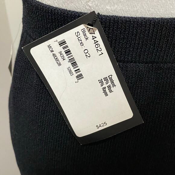 New with Tags ST JOHN Collection Black Knit Skirt Size 2 Ruffled Hem Knee Length - Picture 6 of 9